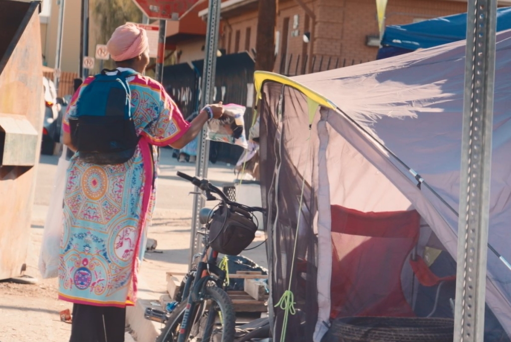 A homeless woman in Phoenix, Arizona