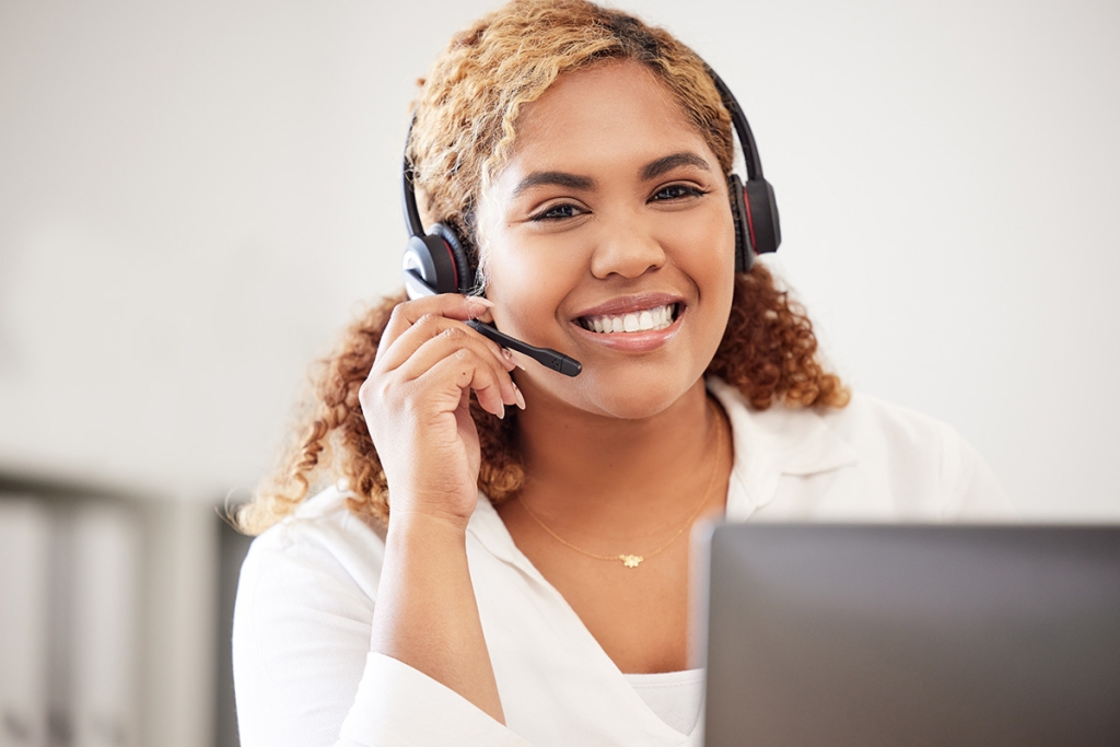 Woman with headset