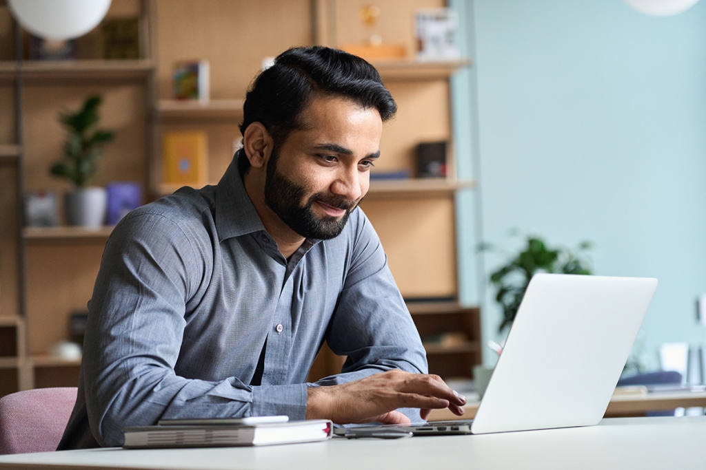 Landlord at computer