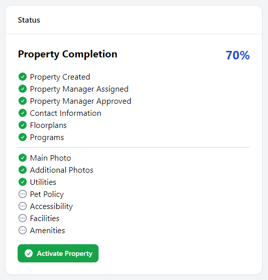 Padmission status checklist