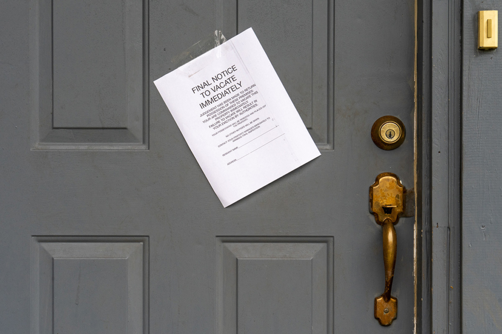 eviction notice posted on a front door
